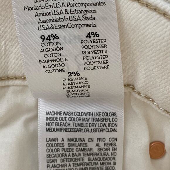 Mother The Rascal Sliced Up Heel Jeans Size 28 Antique White Cream Straight 35in - Picture 11 of 14